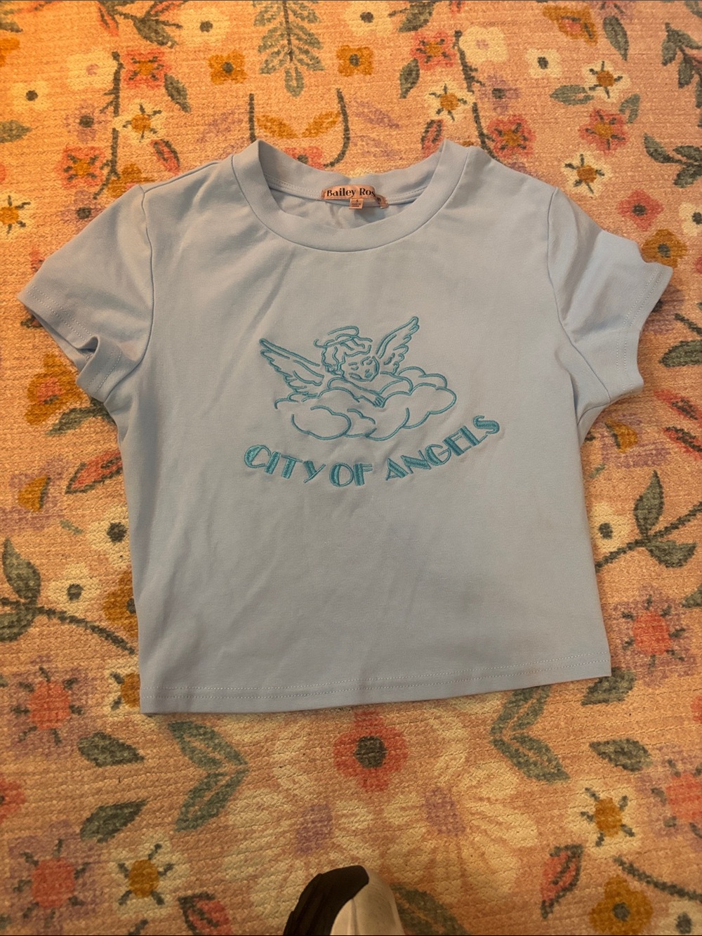 Bailey Rose Light Blue 'City of Angels' Crop Tee